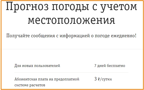 Прогноз погоды с учетом местоположения от билайн