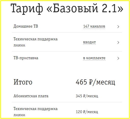 базовый тариф от билайн для костромы